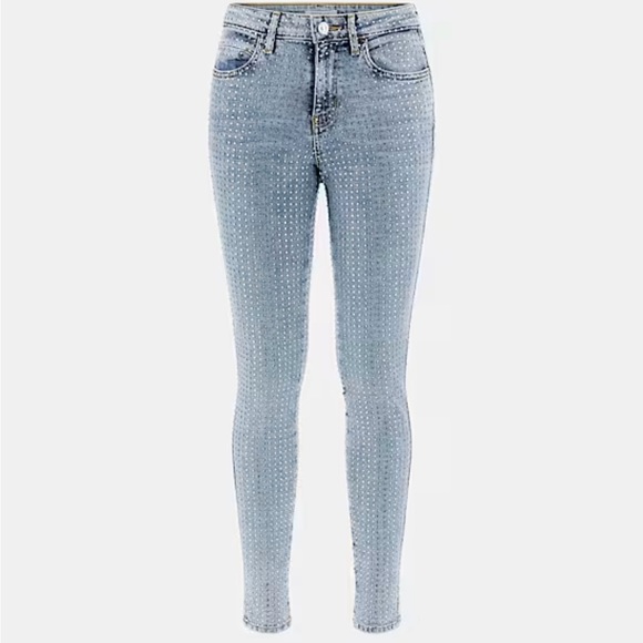 💎NWT💎 GUESS Sexy Curve All Over Rhinestones Skinny Jeans - Picture 6 of 7